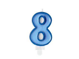 Świeczka urodzinowa cyferka 8 niebieska,7cm